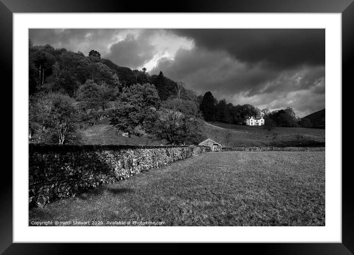 Grasmere View in Black and White Framed Mounted Print by Heidi Stewart