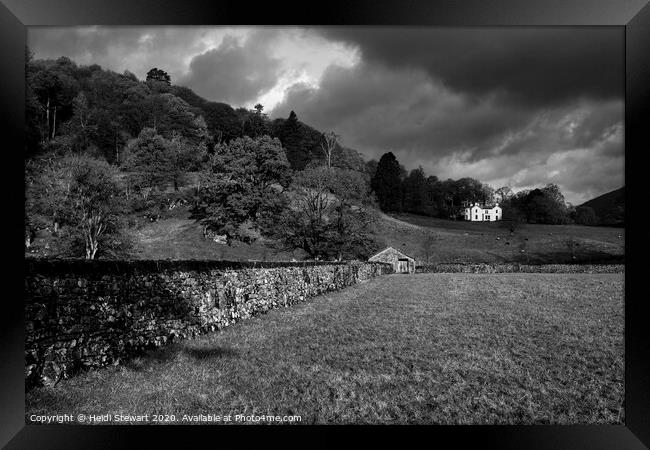 Grasmere View in Black and White Framed Print by Heidi Stewart