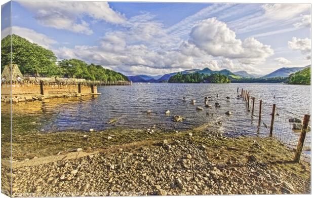 Derwentwater from the Keswick Shore Canvas Print by Ian Lewis