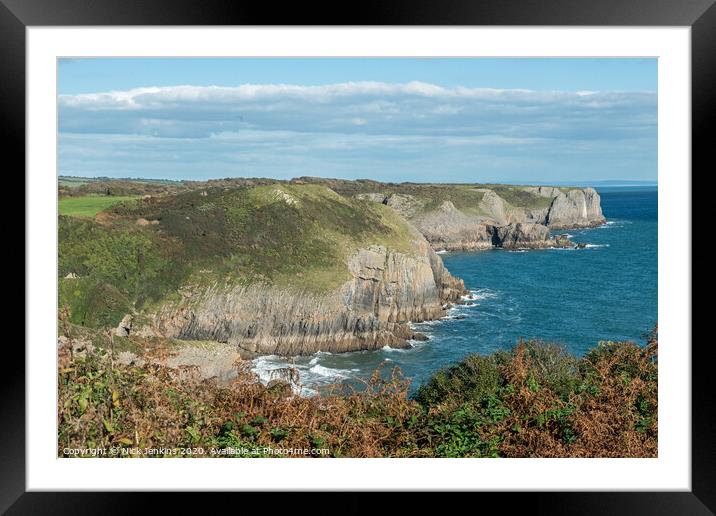 Cliffs just north of Tenby in Pembrokeshire Framed Mounted Print by Nick Jenkins