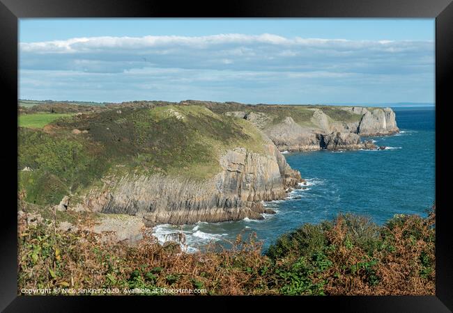 Cliffs just north of Tenby in Pembrokeshire Framed Print by Nick Jenkins