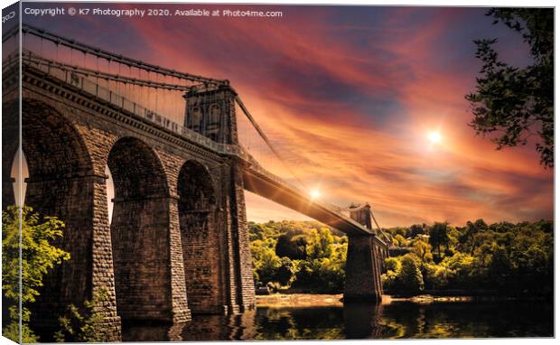 Menai Bridge Sunset Over The Straits Canvas Print by K7 Photography