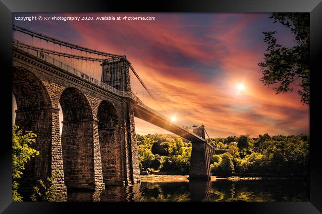 Menai Bridge Sunset Over The Straits Framed Print by K7 Photography