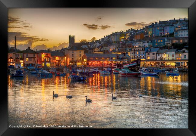 Serene Sunset at Brixham Harbour Framed Print by Paul F Prestidge