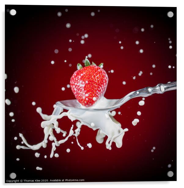 Strawberry Milk-Splash Acrylic by Thomas Klee