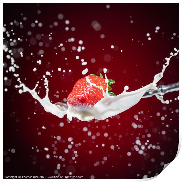 Strawberry Milk-Splash Print by Thomas Klee