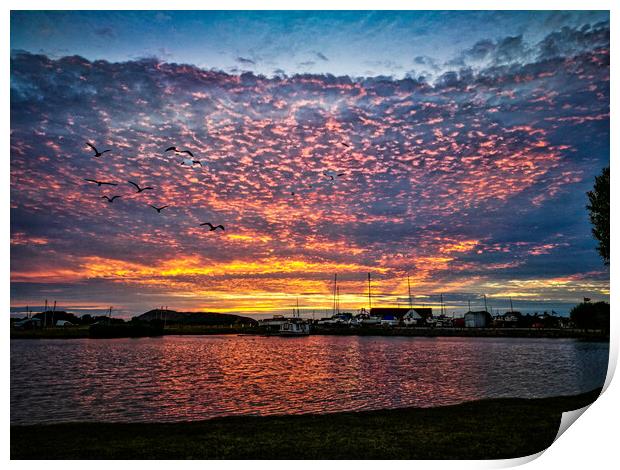 Sunset over water Print by David Buckland