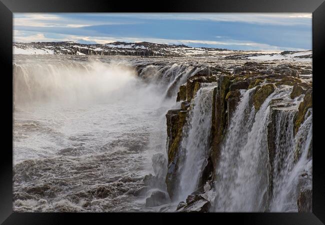Selfoss Waterfall in Winter, Iceland Framed Print by Arterra 