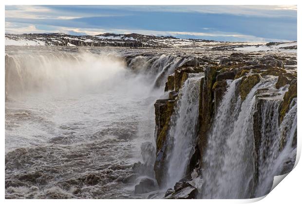 Selfoss Waterfall in Winter, Iceland Print by Arterra 