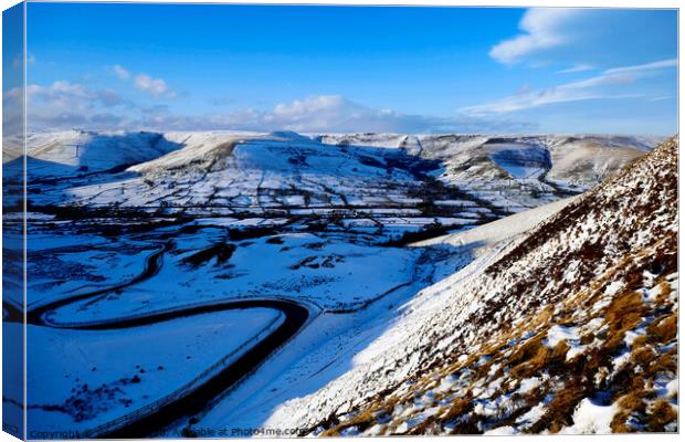 Vale of Edale in Winter at Derbyshire.  Canvas Print by john hill