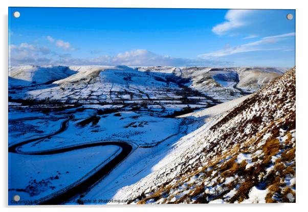 Vale of Edale in Winter at Derbyshire.  Acrylic by john hill