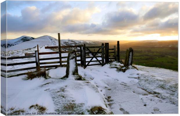 The Great Ridge in Winter at Derbyshire. Canvas Print by john hill