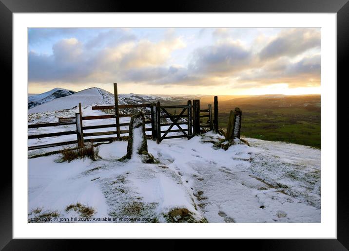 The Great Ridge in Winter at Derbyshire. Framed Mounted Print by john hill