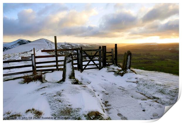 The Great Ridge in Winter at Derbyshire. Print by john hill