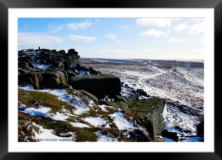Stanage edge in Winter at Derbyshire. Framed Mounted Print by john hill
