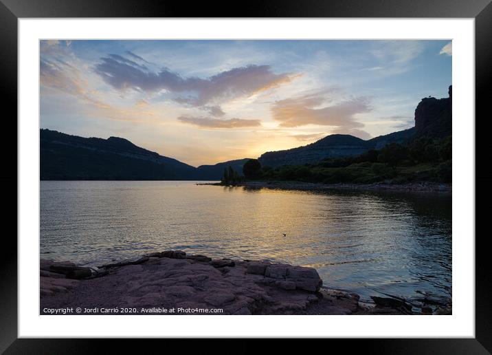Sunset and blue hour in the Sau swamp Framed Mounted Print by Jordi Carrio