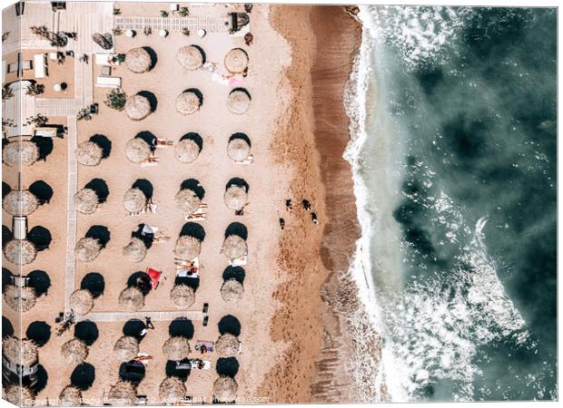 Beach People, Aerial Photography, Coastal Ocean Wall Art Print, Ocean Sea Framed Art Print Canvas Print by Radu Bercan