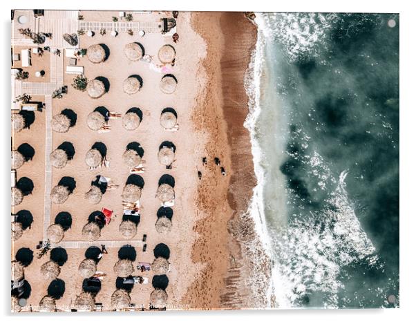 Beach People, Aerial Photography, Coastal Ocean Wall Art Print, Ocean Sea Framed Art Print Acrylic by Radu Bercan