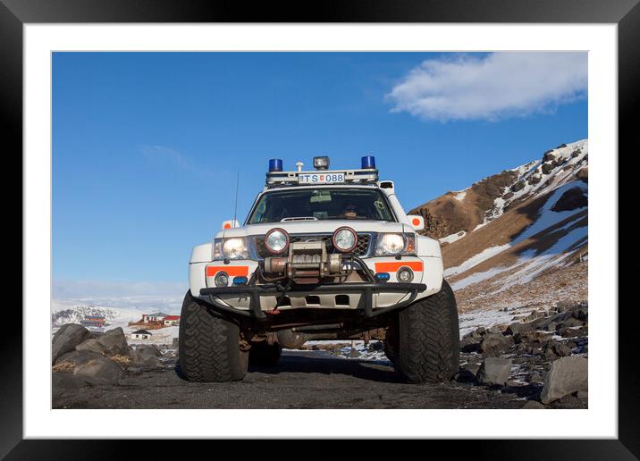 Police Nissan Patrol SUV in Iceland Framed Mounted Print by Arterra 