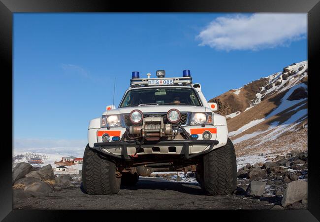 Police Nissan Patrol SUV in Iceland Framed Print by Arterra 