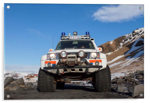Police Nissan Patrol SUV in Iceland Acrylic by Arterra 