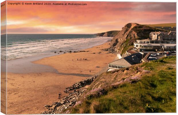 Sunset over watergate bay in cornwall Canvas Print by Kevin Britland