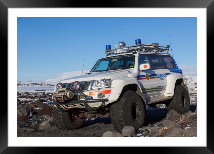 Nissan Patrol SUV of Icelandic Police Framed Mounted Print by Arterra 
