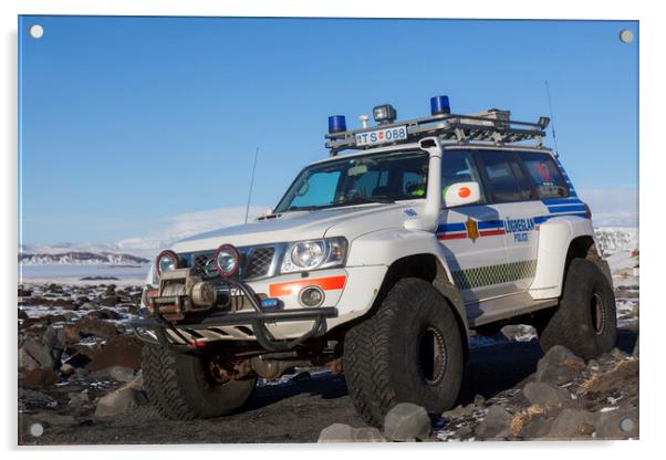 Nissan Patrol SUV of Icelandic Police Acrylic by Arterra 