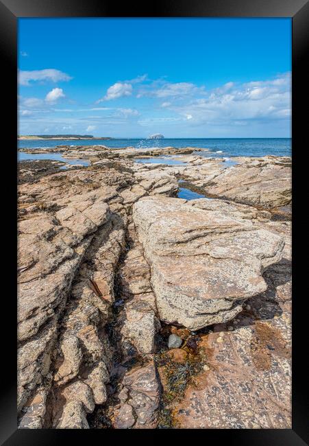 Rocks on Tyninghame Beach Framed Print by Gary Eason