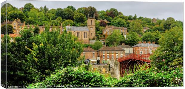 Ironbridge bridge, town and Church Shropshire Canvas Print by Diana Mower