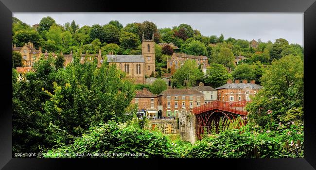 Ironbridge bridge, town and Church Shropshire Framed Print by Diana Mower