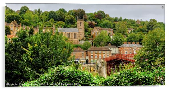 Ironbridge bridge, town and Church Shropshire Acrylic by Diana Mower