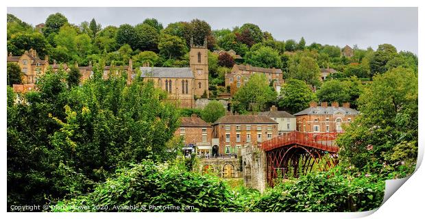 Ironbridge bridge, town and Church Shropshire Print by Diana Mower