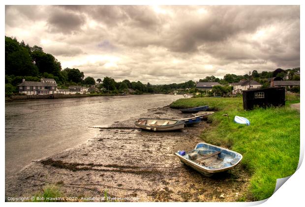 Lerryn River Boats Print by Rob Hawkins