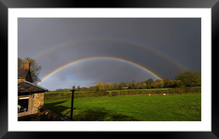 Double Rainbow Framed Mounted Print by Paul Tyzack