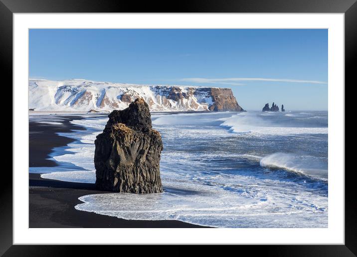 Arnardrangur in Winter, Iceland Framed Mounted Print by Arterra 