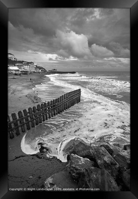 Ventnor Beach BW Isle Of Wight Framed Print by Wight Landscapes