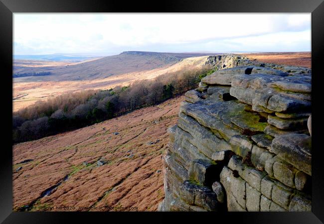 Stanage Edge in Derbyshire. Framed Print by john hill