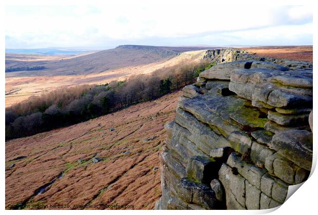 Stanage Edge in Derbyshire. Print by john hill