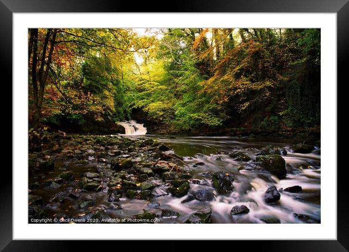 Waterfall Framed Mounted Print by Cecil Owens