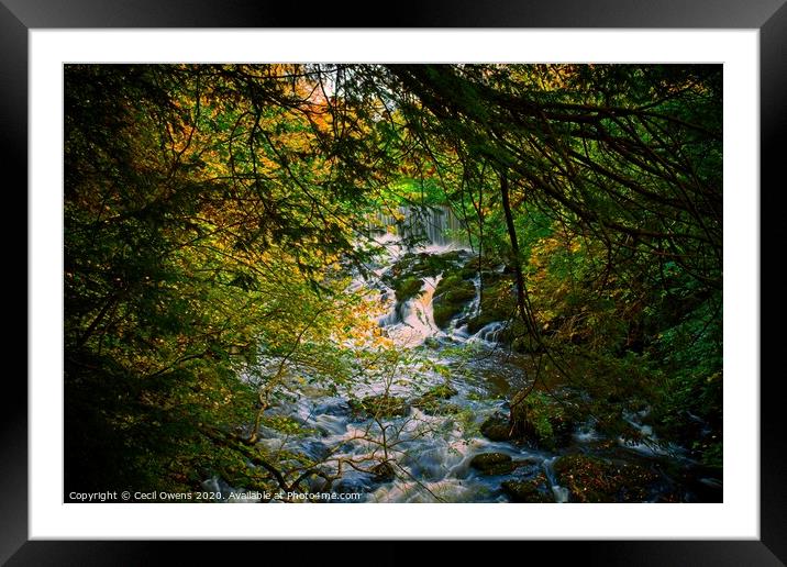 Waterfall Framed Mounted Print by Cecil Owens