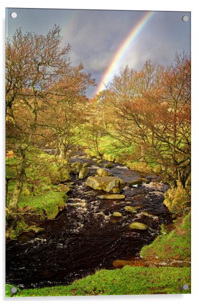 Rainbow over Burbage Brook Acrylic by Darren Galpin