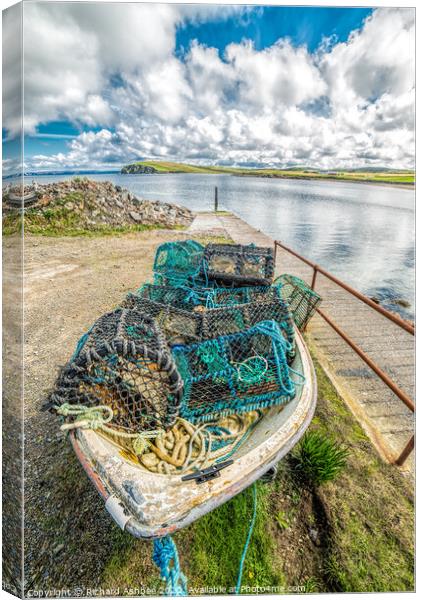 A Shetland boat full of creels Canvas Print by Richard Ashbee