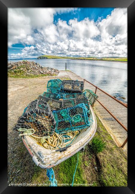 A Shetland boat full of creels Framed Print by Richard Ashbee