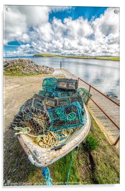 A Shetland boat full of creels Acrylic by Richard Ashbee