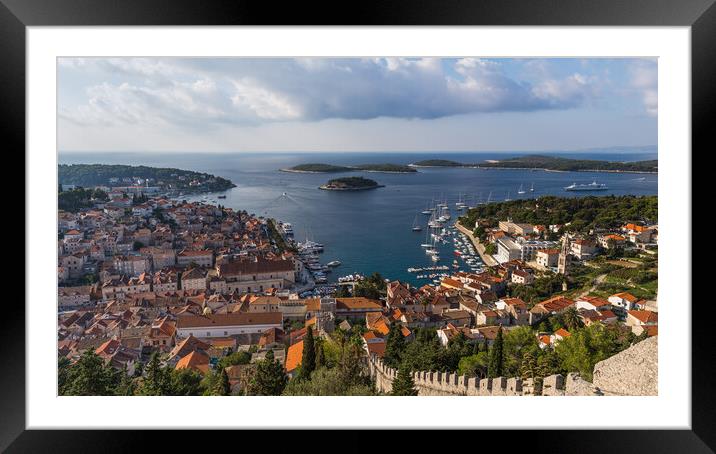 Fortified wall from Hvar castle heading down to th Framed Mounted Print by Jason Wells