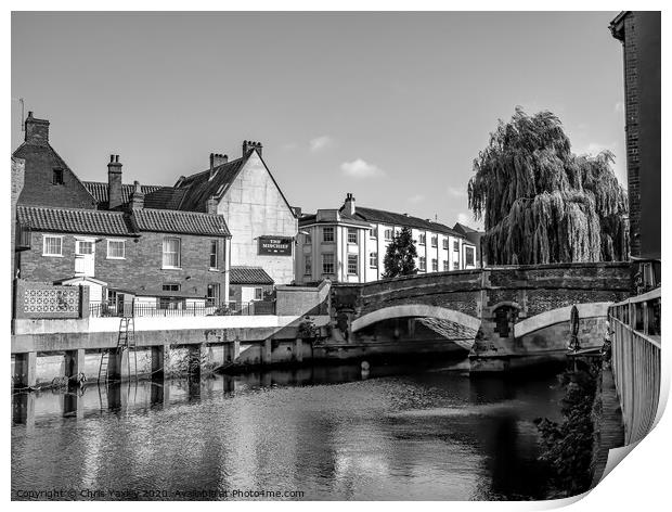 Fye Bridge over the River Wensum, Norwich Print by Chris Yaxley