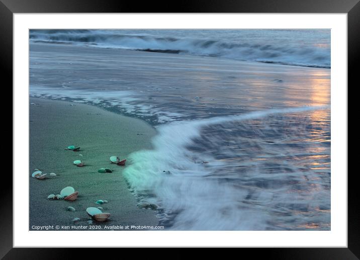Beach Wave Action at Sunrise Framed Mounted Print by Ken Hunter