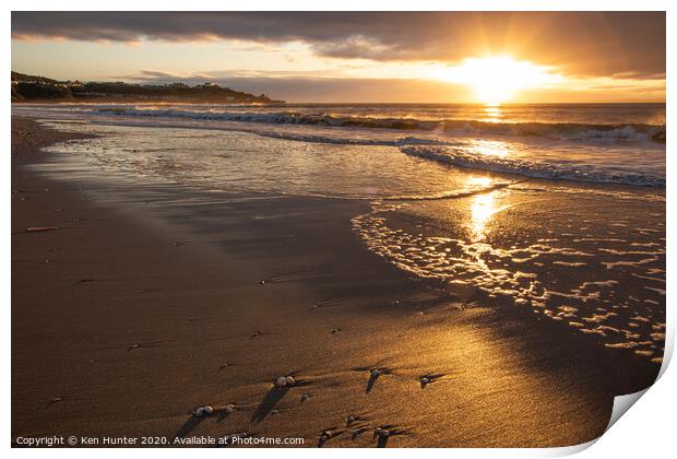 Beach Sunrise Print by Ken Hunter
