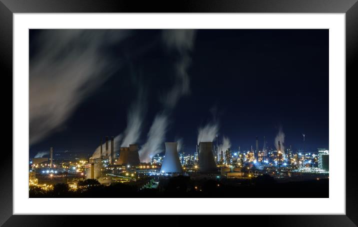 Petrochemical Powerhouse Aglow Framed Mounted Print by Tommy Dickson